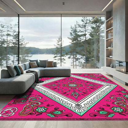 Fuchsia Diamond Floral Scroll Aura Rug