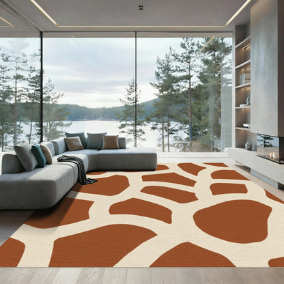 Brown Cream Giraffe Spotted Texture Rug