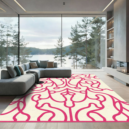 Crimson Swirl Vine Medallion Rug