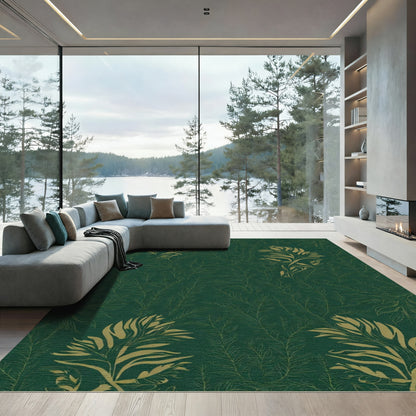 Emerald Green Golden Feather Arrangement Rug