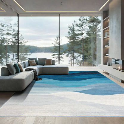 Navy Blue Wavy Gradient Rug
