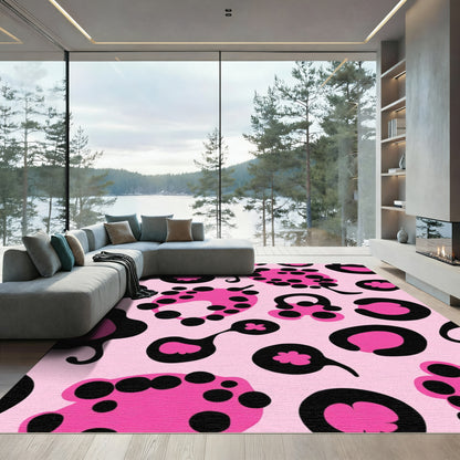 Playful Pink Black Blob Abstract Rug