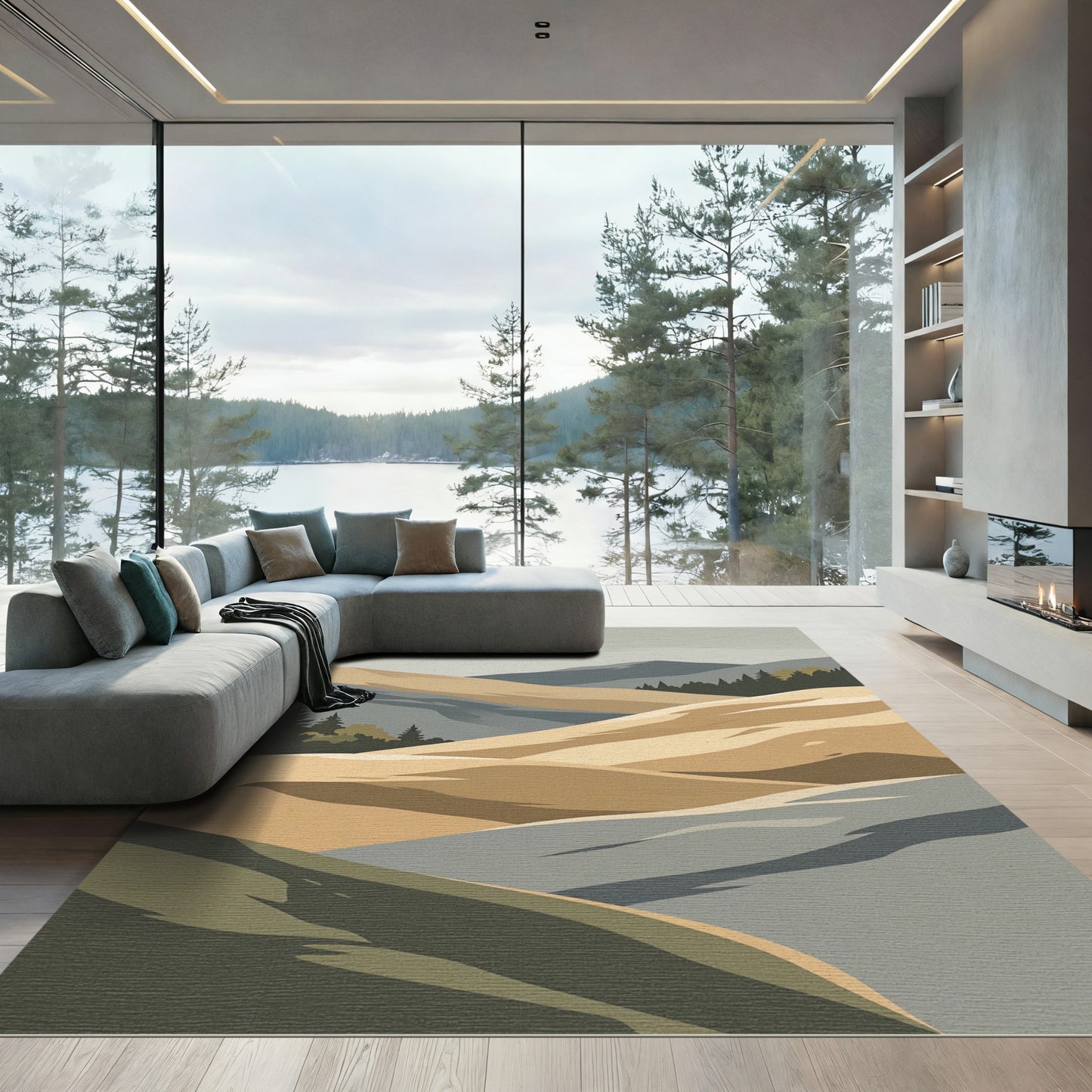 Earthy Hills Abstract Landscape Rug