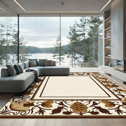 Brown Tan Woodland Creature Border Rug