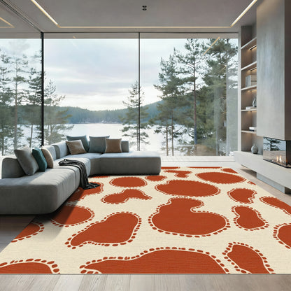 Terracotta Spots Organic Irregular Forms Rug