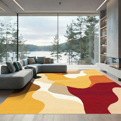 Earthy Warm Abstract Organic Shapes Rug