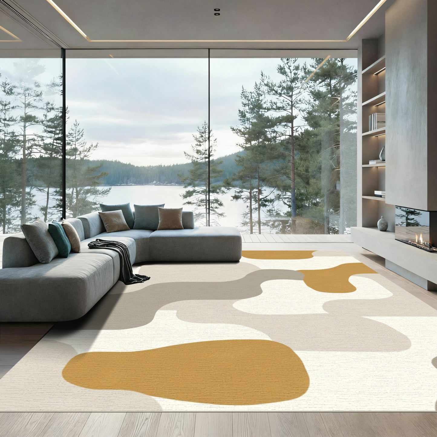 Earth Tone Abstract Organic Shapes Rug
