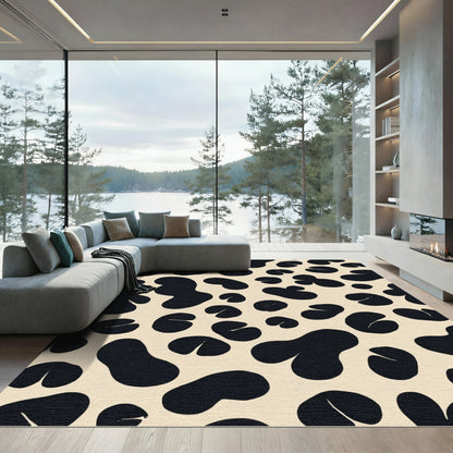Black Cow Spotted Ochre Composition Rug