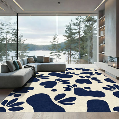 Navy Blue Organic Forms Botanical Rug