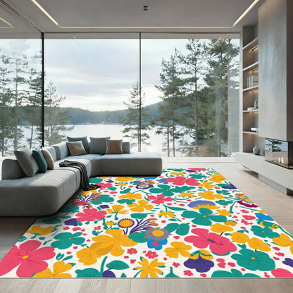 Vibrant Multicolored Floral Meadow Rug
