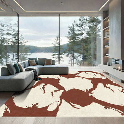 Brown Abstract Organic Shapes Rug