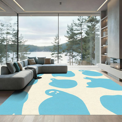 Abstract Blue Blob Composition Rug