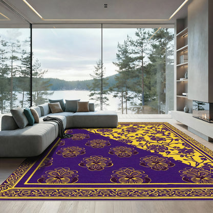 Vibrant Purple Yellow Floral Split Rug