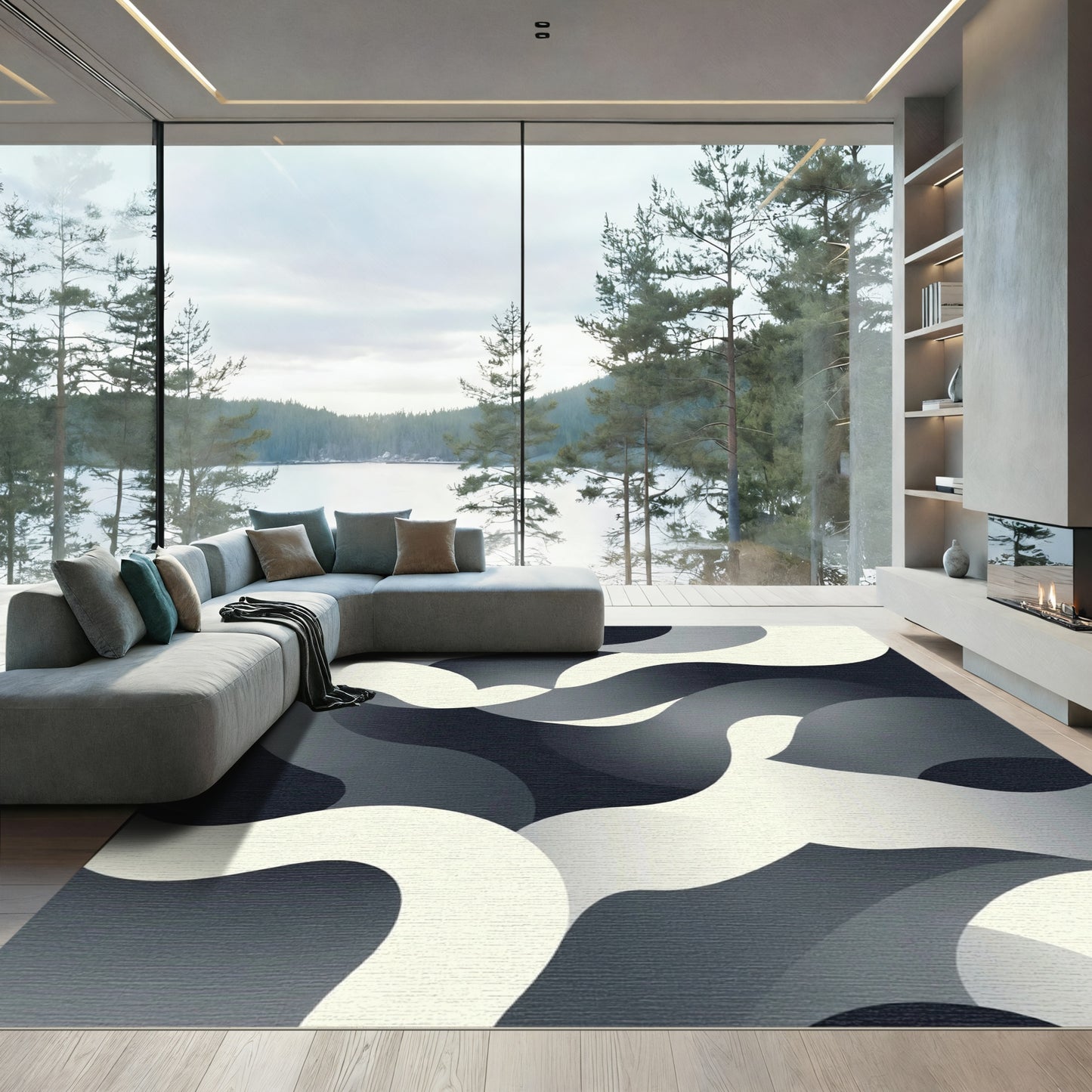 Monochromatic Abstract Flowing Waves Rug