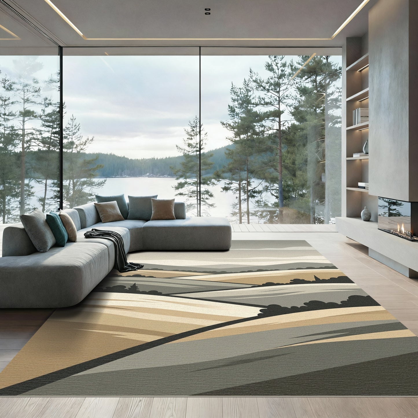 Earthy Hills Landscape Abstract Rug