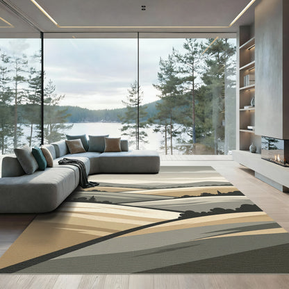 Earthy Hills Landscape Abstract Rug