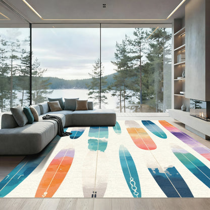 Colorful Surf Boards Abstract Watercolor Rug