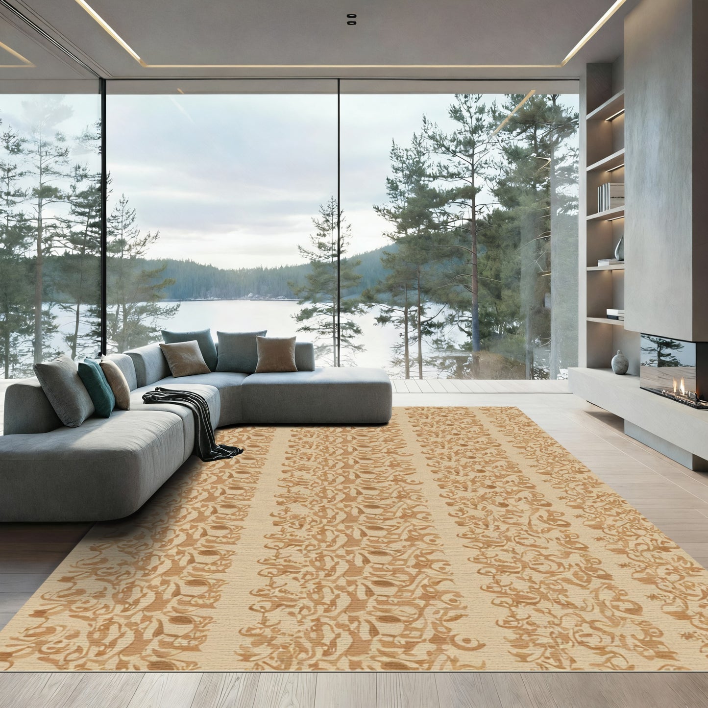 Earthy Tones Abstract Vertical Stripe Rug