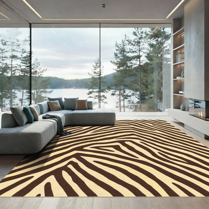 Bold Chocolate Zebra Stripes Rug