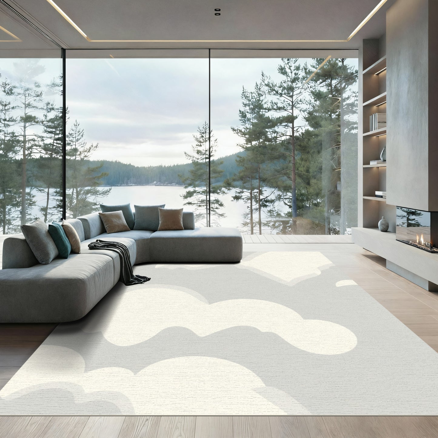 Soft Gray Nimbus Cloudscape Rug