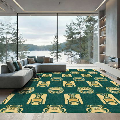 Emerald Gold Art Deco Floral Rug