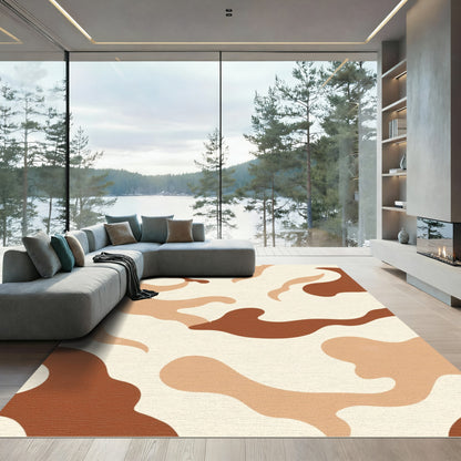 Brown Tan Cream Abstract Camouflage Rug