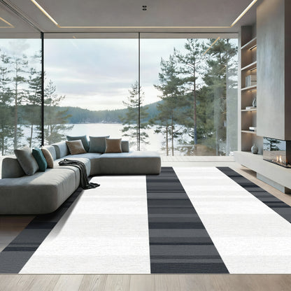 Charcoal Gray White Stripe Rug