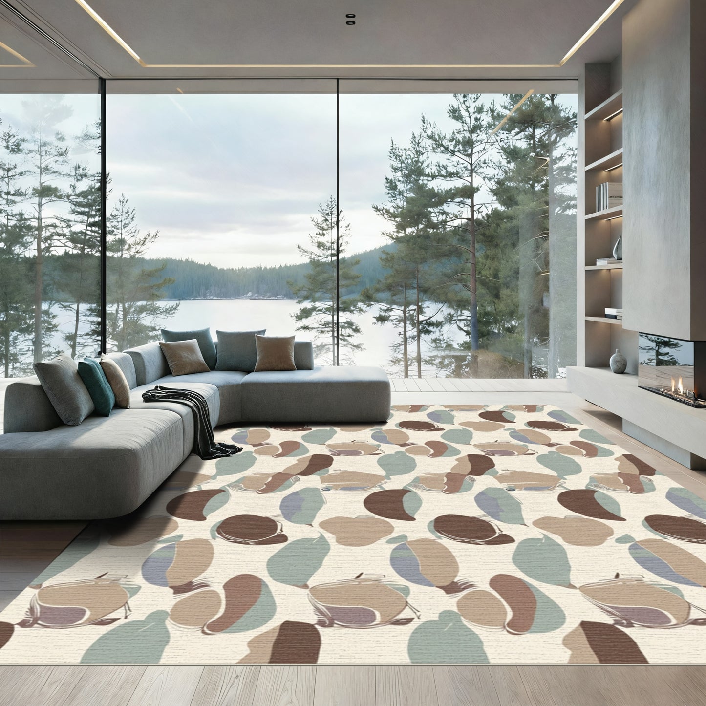Drawn Abstract Organic Earthy Tones Rug