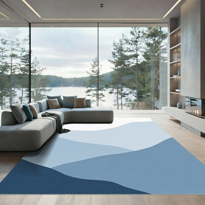 Abstract Blue Gradient Hills Rug