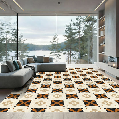 Amber Ochre Lattice Medallion Rug