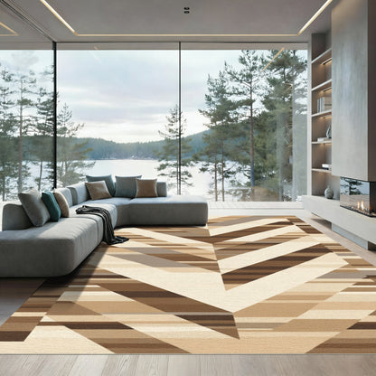 Earthy Tones Layered Chevron Rug
