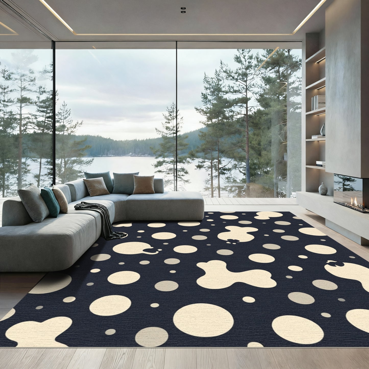 Abstract Cloud Dots And Circles Rug