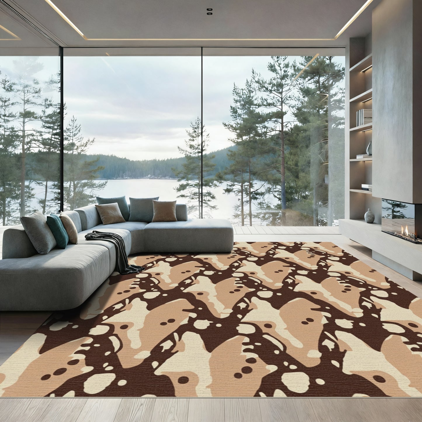 Desert Camo Abstract Patchwork Rug