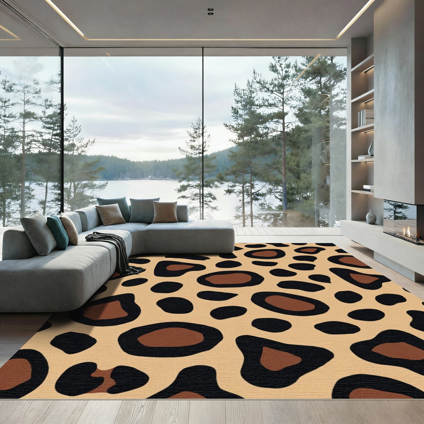 Bold Tan Animal Spots Rug