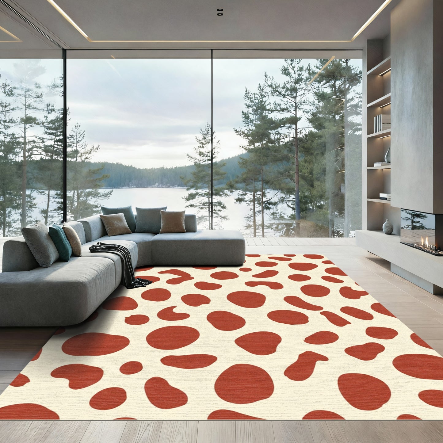 Rustic Red Polka Dot Field Rug