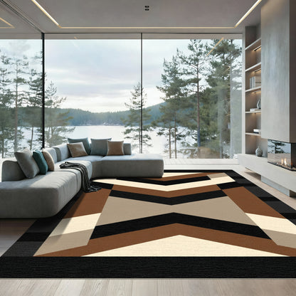 Geometric Chevron Stripes Earth Tones Rug