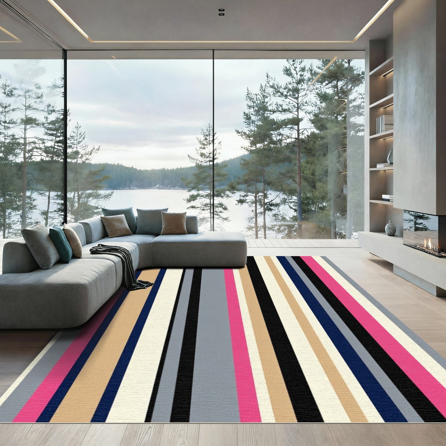 Vibrant Multi Stripe Color Block Rug