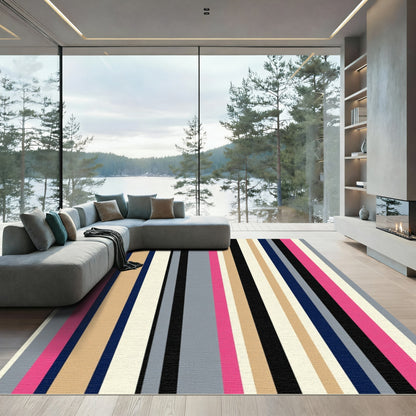 Vibrant Multi Stripe Color Block Rug