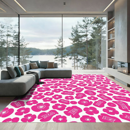 Vibrant Pink Abstract Floral Composition Rug