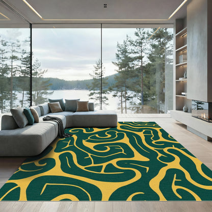 Emerald Amber Abstract Flow Rug