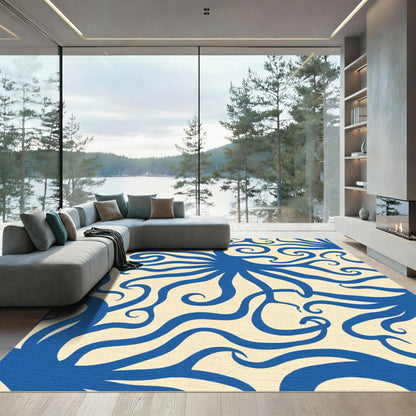 Blue Swirl Octopus Tentacle Rug