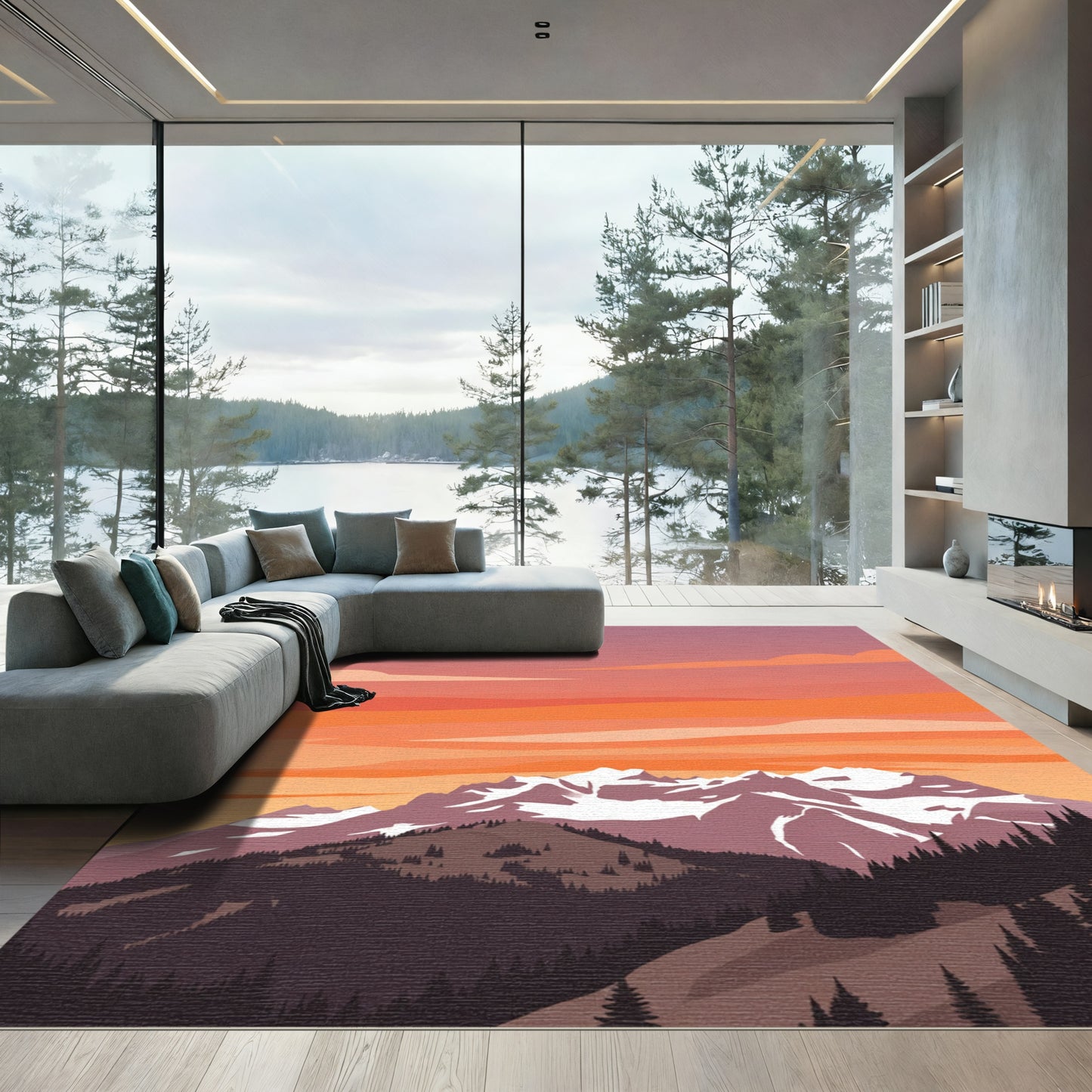 Mountain Sunset Vista Landscape Rug