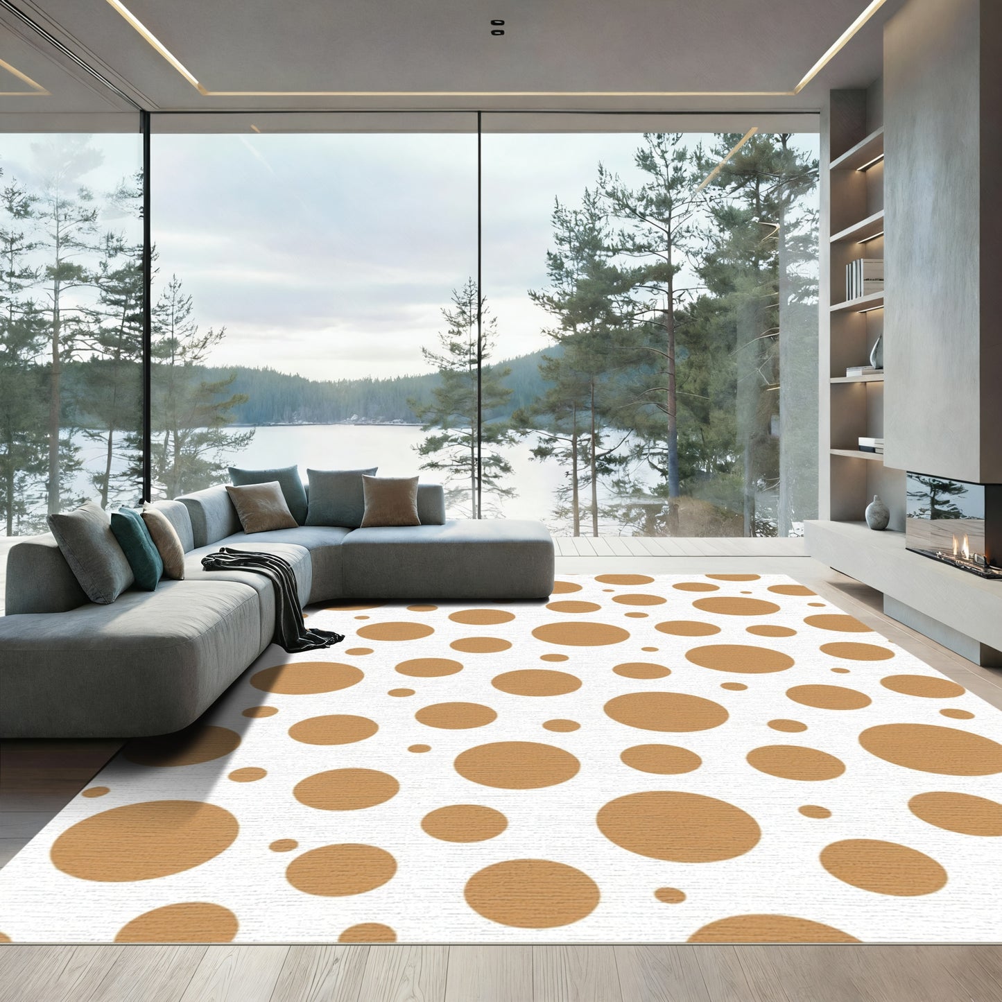 Amber Circles Scattered Pattern Rug
