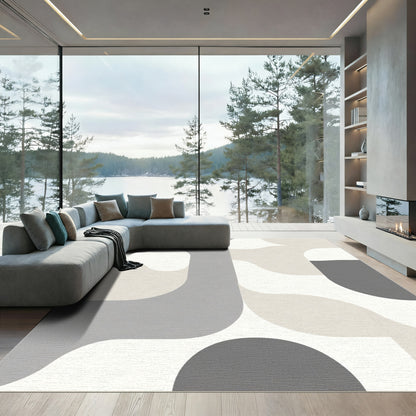Neutral Tone Abstract Organic Forms Rug