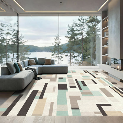 Geometric Muted Palette Rectangular Arrangement Rug