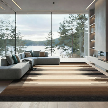 Earthy Tone Abrasion Stripe Rug