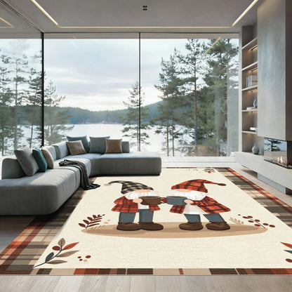 Cozy Gnomes Plaid Autumn Warmth Rug