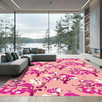 Vivid Pink Floral Tree Meadow Rug