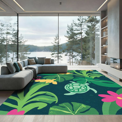 Tropical Floral Turtle Garden Rug
