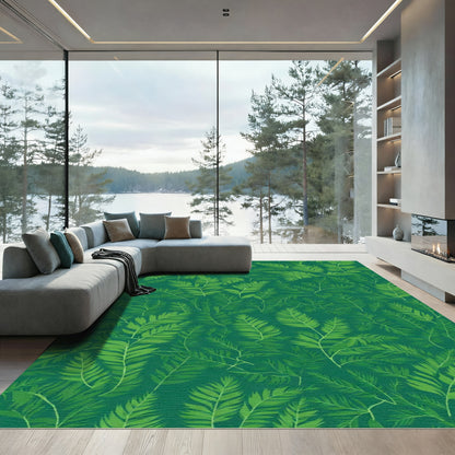 Verdant Palm Frond Pattern Rug